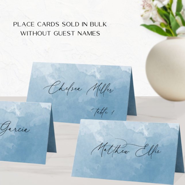 Carte De Placement Aquarelle bleue unique Arrière - plan plié (Créateur téléchargé)