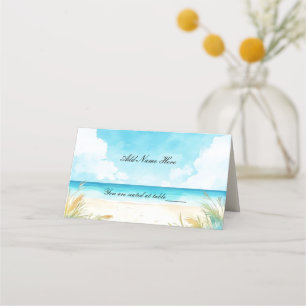 Carte De Placement Aquarelle Blue Ocean Beach Table
