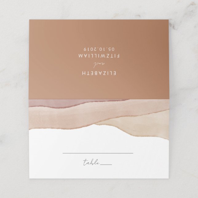 Carte De Placement Aquarelle Boho Abstraite | Caramel Mocha plié (Extérieur déplié)