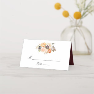 Carte De Placement Aquarelle bordeaux, or et mariage roux