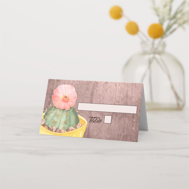 Carte De Placement Aquarelle Cactus Orange Bloom Mariage (Devant)
