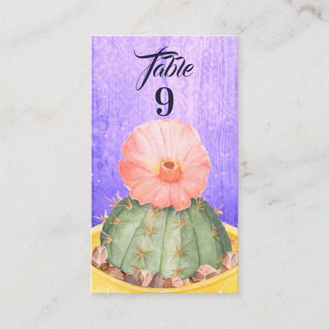 Carte De Placement Aquarelle Cactus Orange Bloom Mariage (Devant)