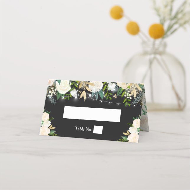 Carte De Placement Aquarelle Chic ivoire Floral String Mariage (Devant)