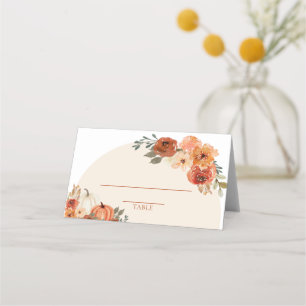 Carte De Placement Aquarelle Chute Citrouille Brûlé Orange Automne Fl