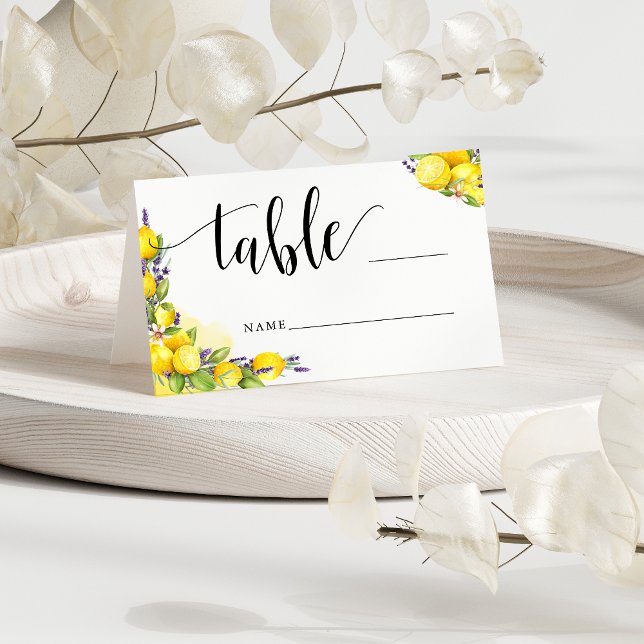 Carte De Placement Aquarelle Citron Lavande Boho Table Numéro Conseil (Watercolor Lemon Lavender Boho Table Number Advice Place Card)
