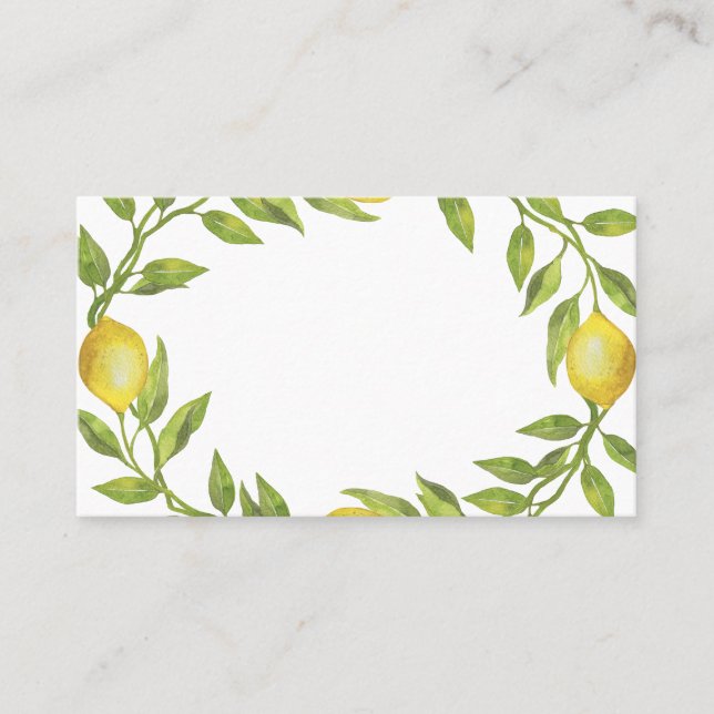 Carte De Placement Aquarelle Citron vert Mariage de couronnes (Devant)
