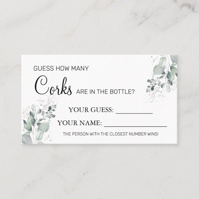 Carte De Placement Aquarelle Combien de Corks Fête des mariées jeu (Devant)