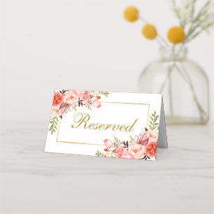 Carte De Placement Aquarelle Coral Floral Or Mariage Réservé
