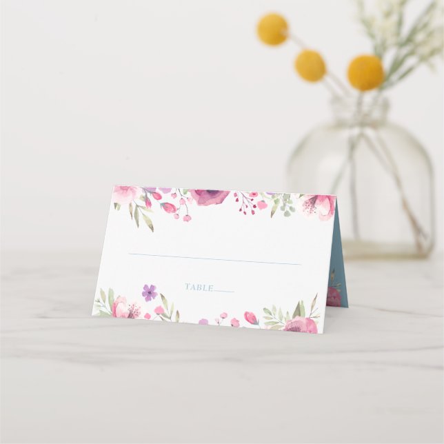 Carte De Placement Aquarelle Country Garden Rose verdure (Devant)