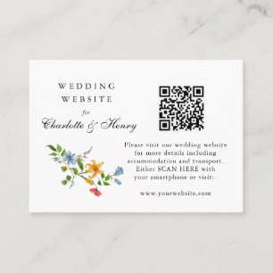 Carte De Placement Aquarelle Détails du Mariage Floral avec code QR