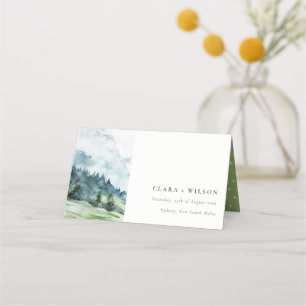 Carte De Placement Aquarelle douce Mariage paysage de montagne de nei