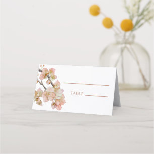 Carte De Placement Aquarelle douce rose orangé fleurs de printemps