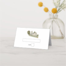 Aquarelle Eglise traditionnelle Monogramme Mariage