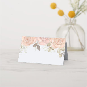 Carte De Placement Aquarelle Elégante Floral Rose Gold Green Place