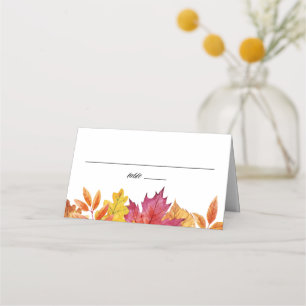 Carte De Placement Aquarelle en chute Feuille Garland Mariage d'autom