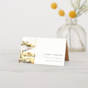 Carte De Placement Aquarelle en terre bouillie Mariage paysager afric