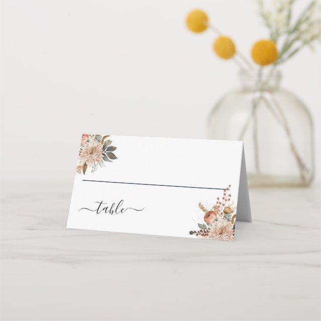 Carte De Placement Aquarelle en terre cuite Florales Mariage des plan (Devant)