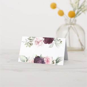 Carte De Placement Aquarelle féminine Rose Botanique