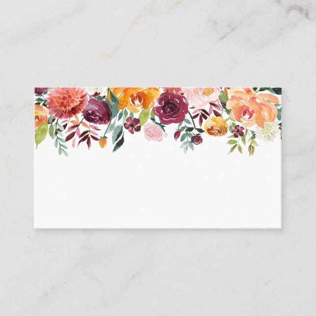 Carte De Placement Aquarelle fleurs d'automne Garland Mariage de auto (Devant)