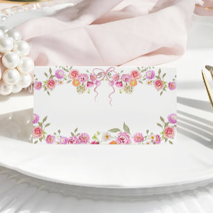 Carte De Placement Aquarelle Fleurs Fleur sauvage Bow rose
