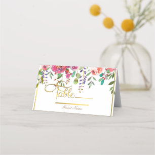 Carte De Placement Aquarelle Fleurs florales Table Mariage moderne