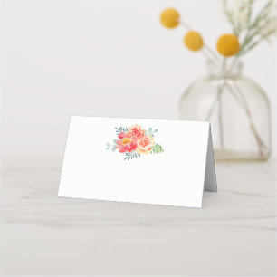 Carte De Placement Aquarelle Floral Coral Verdure Mariage de feuillag