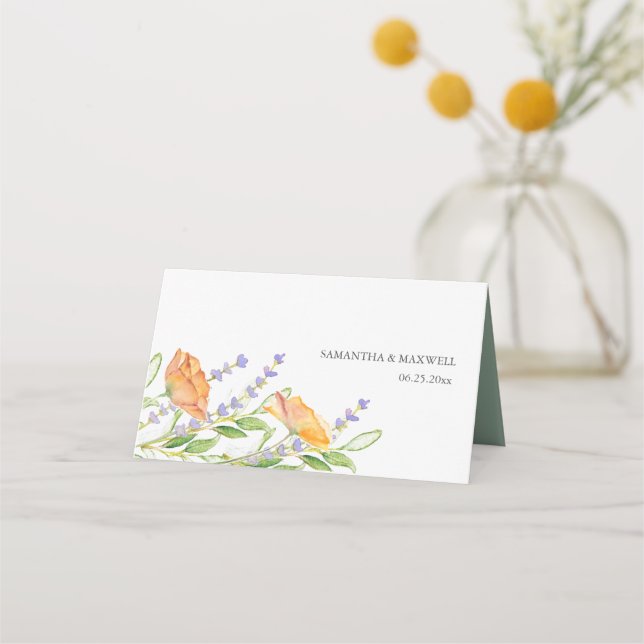 Carte De Placement Aquarelle Floral Mariage (Dos)