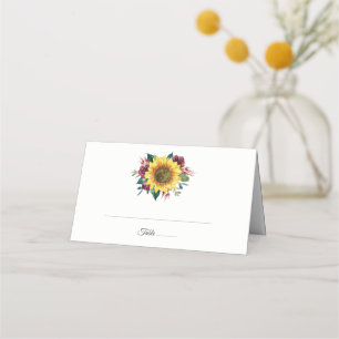 Carte De Placement Aquarelle Floral Mariage de tournesol