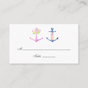 Carte De Placement Aquarelle Floral Mariage nautique