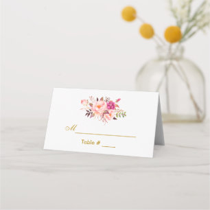 Carte De Placement Aquarelle Floral Rose Blush Gold Fête des mariées