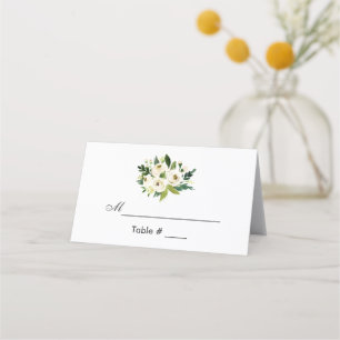 Carte De Placement Aquarelle Floral Vert et blanc Mariage