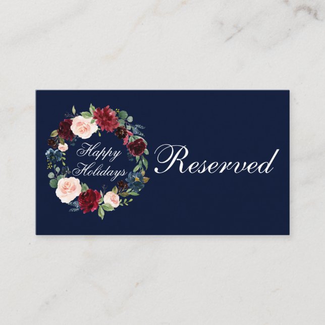 Carte De Placement Aquarelle Floral Wreath Joyeuses Vacances Appartem (Devant)