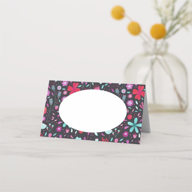 Carte De Placement Aquarelle Flower Meadow foncé (Devant)