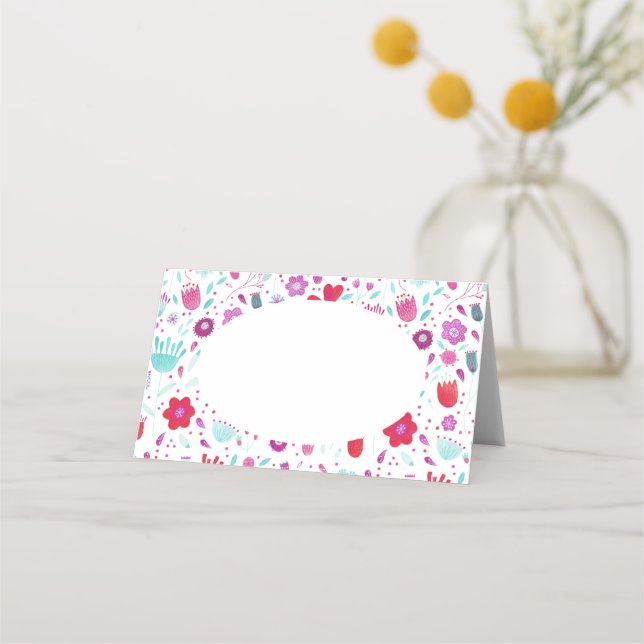 Carte De Placement Aquarelle Flower Meadow Turquoise (Devant)