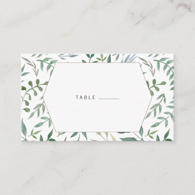Carte De Placement Aquarelle Foliage Mariage de verdure (Devant)