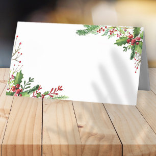 Carte De Placement Aquarelle Holly Foliage Vacances