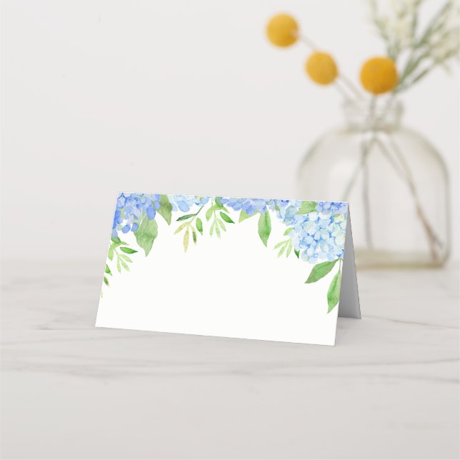 Carte De Placement Aquarelle Hydrangea Blue Floral Mariage (Devant)