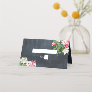 Carte De Placement Aquarelle Magnolia Fleurs Mariage Noir Blanc