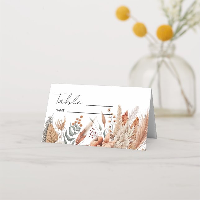 Carte De Placement Aquarelle Mariage de fleurs en terre cuite (Devant)