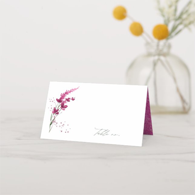 Carte De Placement Aquarelle Mariage fleur sauvage Tableau2 Fuchsia I (Devant)