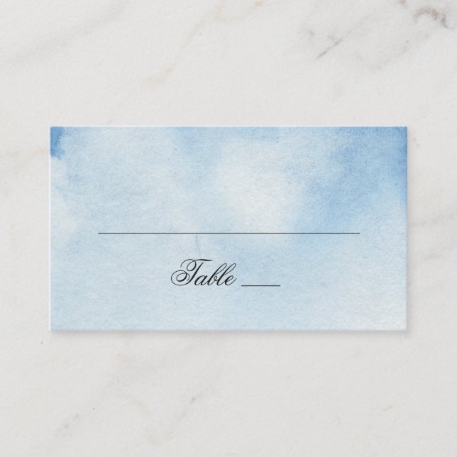 Carte De Placement Aquarelle mariage simple bleu. Marine moderne hive (Devant)