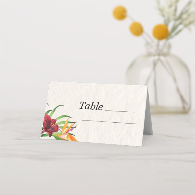 Carte De Placement Aquarelle Mariage tropical (Devant)