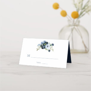 Carte De Placement Aquarelle marine et mariage floral bleu clair