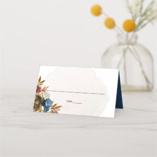 Carte De Placement Aquarelle marine et rouille Boho Floral, Mariage