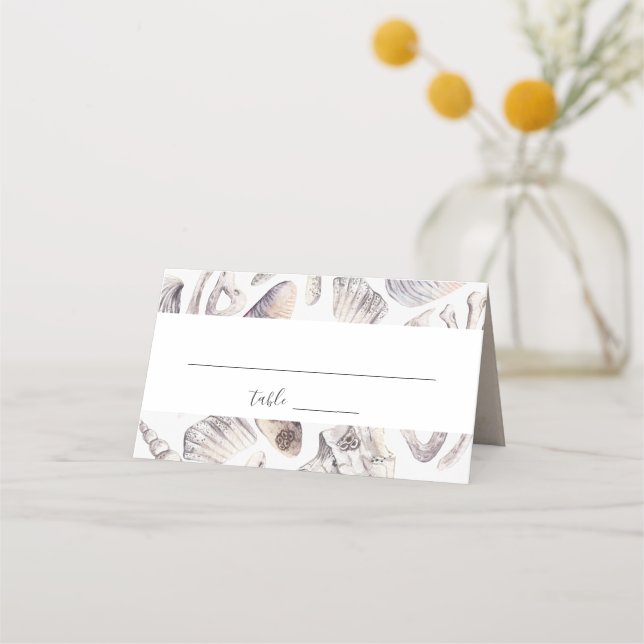 Carte De Placement Aquarelle Mer Blanche Coquille Plage de corail Mar (Devant)