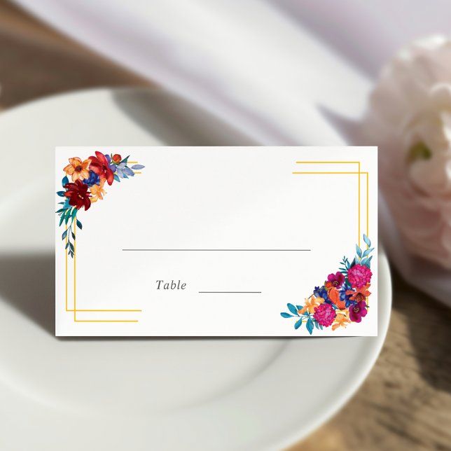 Carte De Placement Aquarelle mexicaine Fiesta Floral Mariage (Créateur téléchargé)