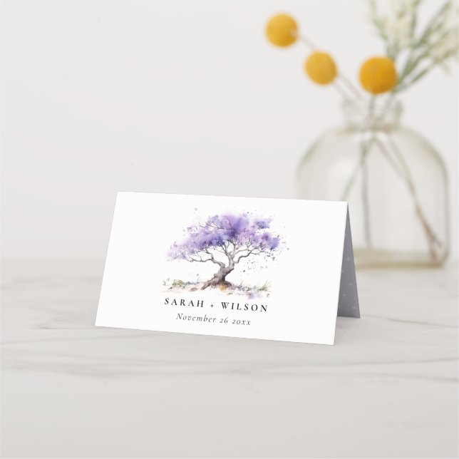 Carte De Placement Aquarelle minimale Lilac Jacaranda Mariage arbre (Devant)