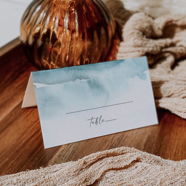 Carte De Placement Aquarelle moderne | Carte Place Mariage pliée Turq (Créateur téléchargé)
