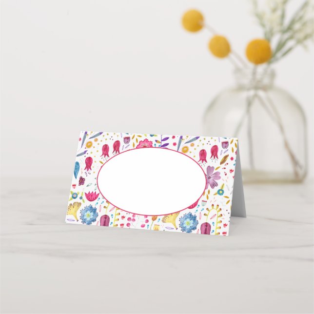 Carte De Placement Aquarelle moderne Floral rose violet (Devant)