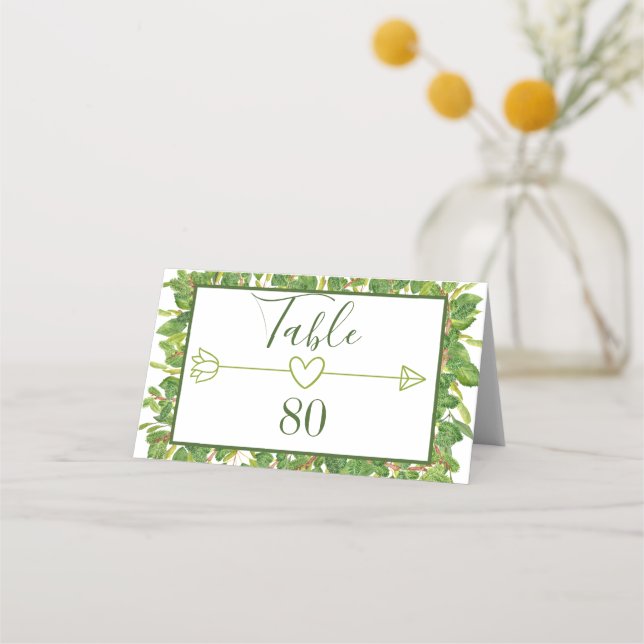 Carte De Placement Aquarelle moderne Mariage vert (Devant)